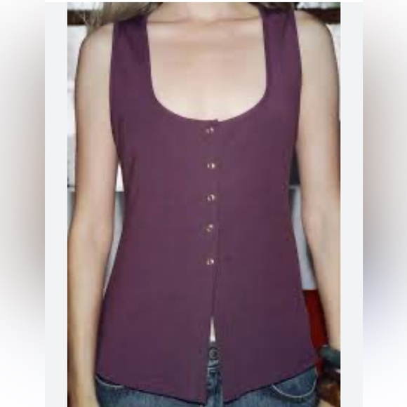 ZARA Sleeveless Purple Button Down  Knit Top. Size Small. - Picture 1 of 6